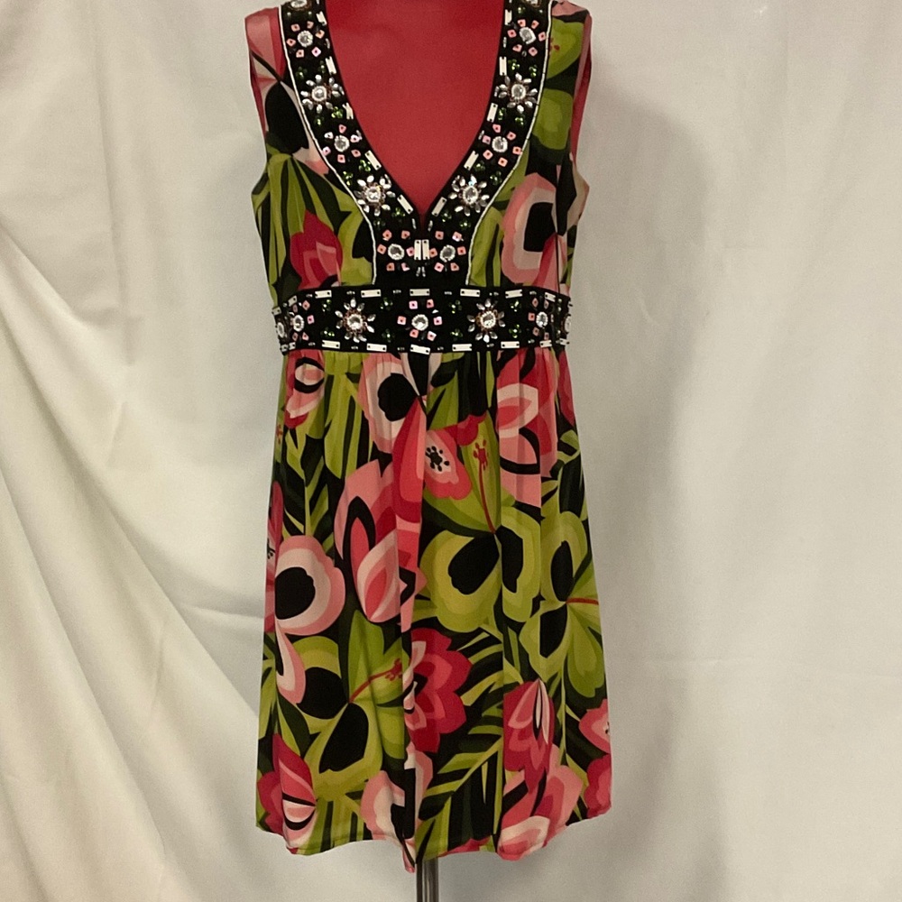 Nanette Lepore Floral Mini Dress - Black, Pink, Green